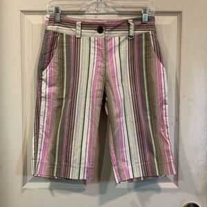 Lija Golf and Sport Bermuda Par Short Purple Striped Performance 10” Shorts sz 0